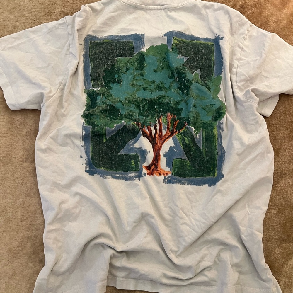 Rare Off-White White Tee with Tree Graphic